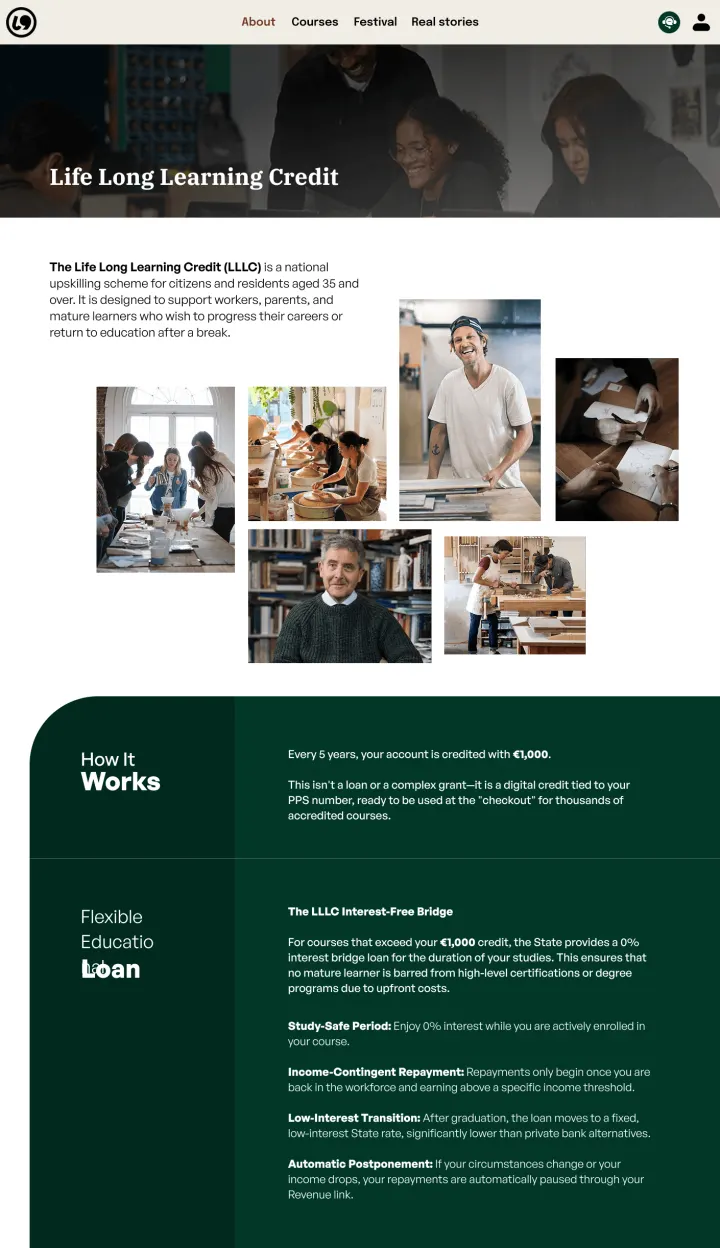 About page explaining the Lifelong Learning Credit