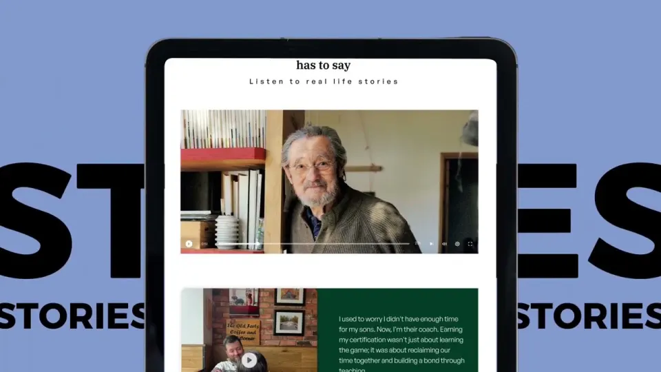 The Real Stories page of the Lifelong Learning website on a tablet
