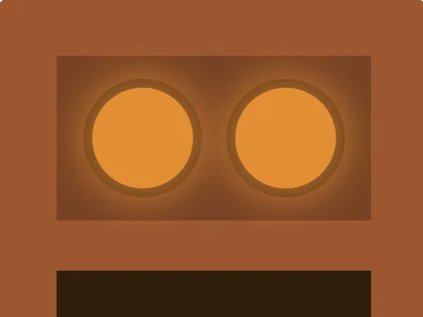 Dock eyes glowing orange, listening state