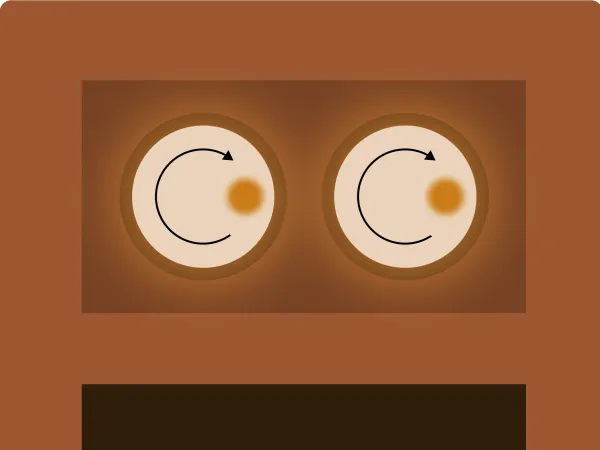 Dock eyes with a chasing orange light, processing state
