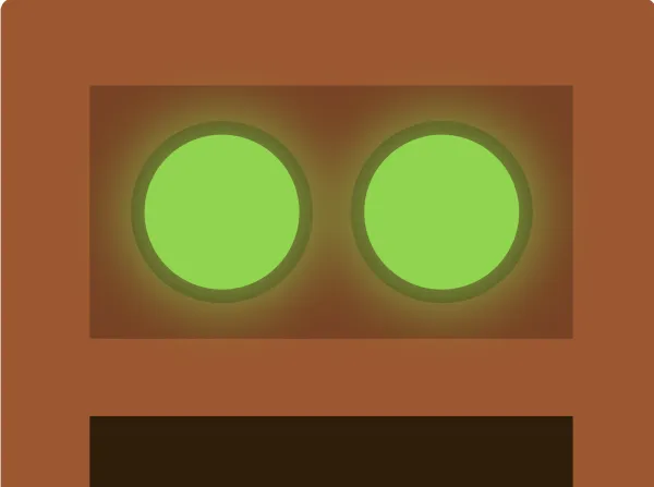 Dock eyes glowing green, responding state