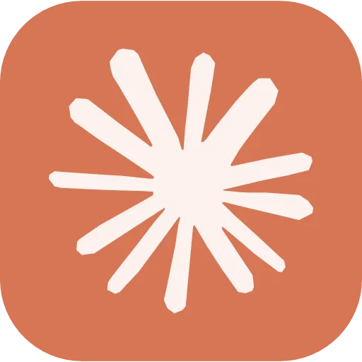 The Lugh vocal AI agent icon: an ivory starburst on a terracotta rounded square