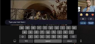 Keyboard open to type a message