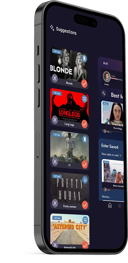 App screen: a list of suggested titles to rate