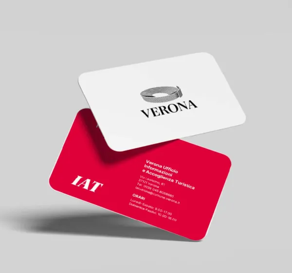 Business cards in white and crimson
