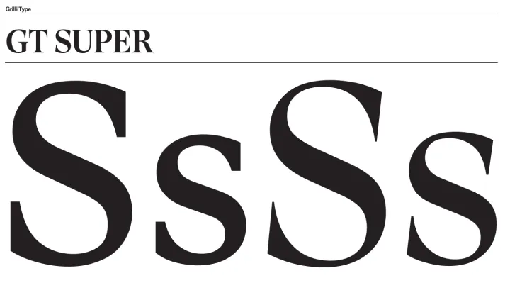GT Super specimen: “SsSs” in regular and italic
