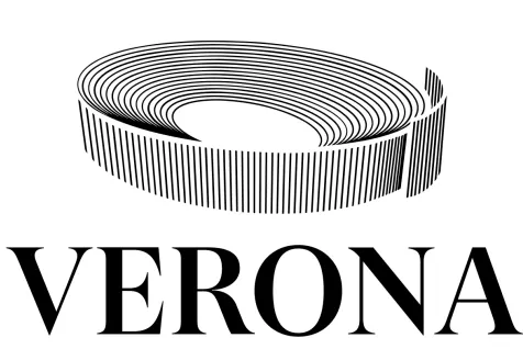 The final mark: the Arena drawn as parallel lines, above the VERONA wordmark in GT Super