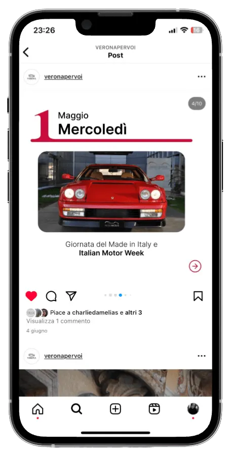 Instagram post on a phone: a monthly events overview