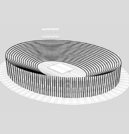 The Arena rendered as concentric parallel lines