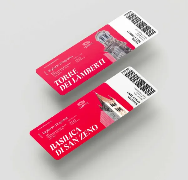 Two entrance tickets for the Torre dei Lamberti and the Basilica di San Zeno