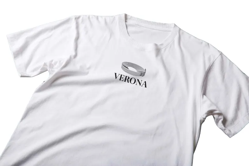 A white t-shirt with the VERONA mark on the chest
